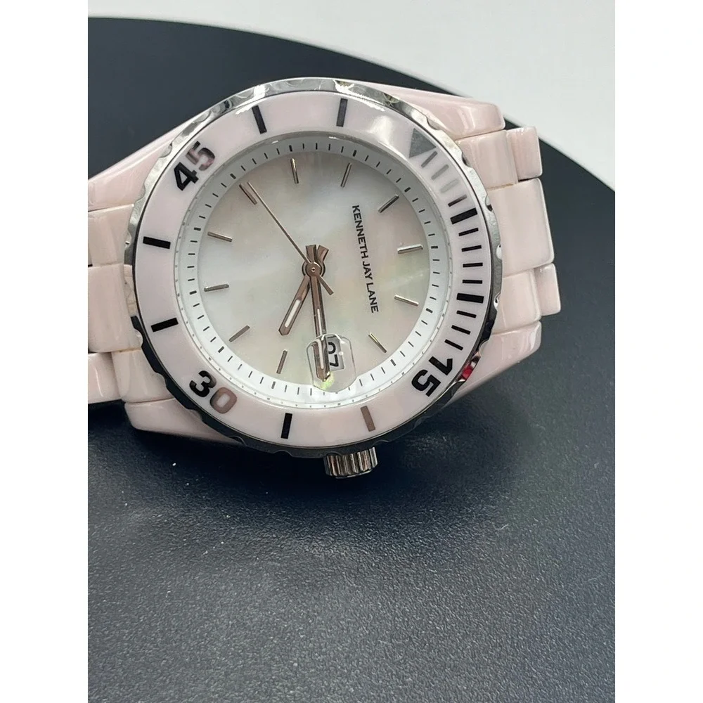 Kenneth Jay lane KJL Vintage Pale‎ Pink Ceramic 3000 series Womens Wrist Watch